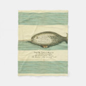 Narwhal Antiek walvis Waterverf Scientific Art Fleece Deken (Voorkant)