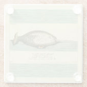 Narwhal Antiek walvis Waterverf Scientific Art Glazen Onderzetter (Achterkant)