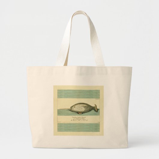 Narwhal Antiek walvis Waterverf Scientific Art Grote Tote Bag (Voorkant)