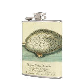 Narwhal Antiek walvis Waterverf Scientific Art Heupfles (Links)