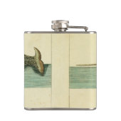 Narwhal Antiek walvis Waterverf Scientific Art Heupfles (Achterkant)