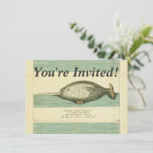 Narwhal Antiek walvis Waterverf Scientific Art Kaart (Staand voorkant)