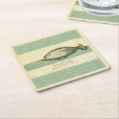 Narwhal Antiek walvis Waterverf Scientific Art Kartonnen Onderzetters (Schuin)