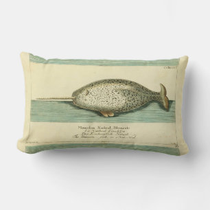 Narwhal Antiek walvis Waterverf Scientific Art Kussen