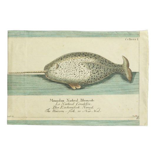 Narwhal Antiek walvis Waterverf Scientific Art Kussensloop (Achterkant)