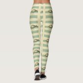 Narwhal Antiek walvis Waterverf Scientific Art Leggings (Achterkant)