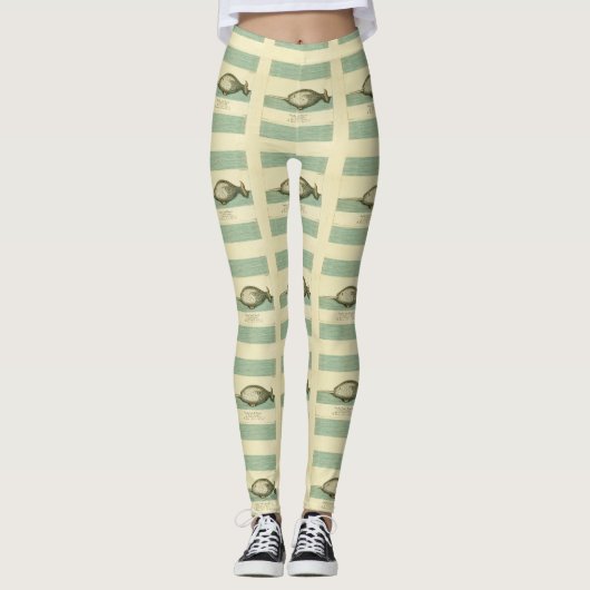 Narwhal Antiek walvis Waterverf Scientific Art Leggings (Voorkant)