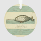 Narwhal Antiek walvis Waterverf Scientific Art Ornament (achterkant)