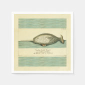 Narwhal Antiek walvis Waterverf Scientific Art Servet (Voorkant)
