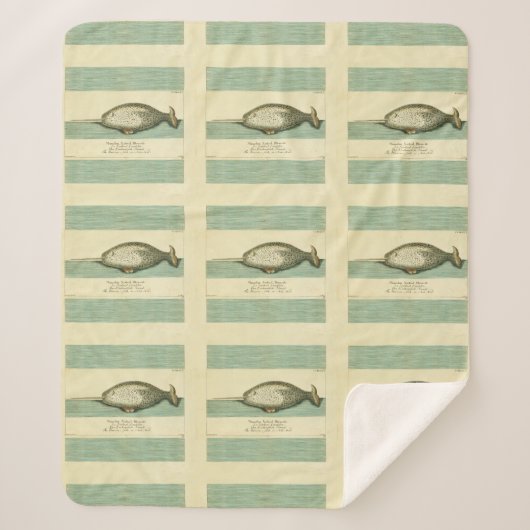 Narwhal Antiek walvis Waterverf Scientific Art Sherpa Deken (Voorkant)