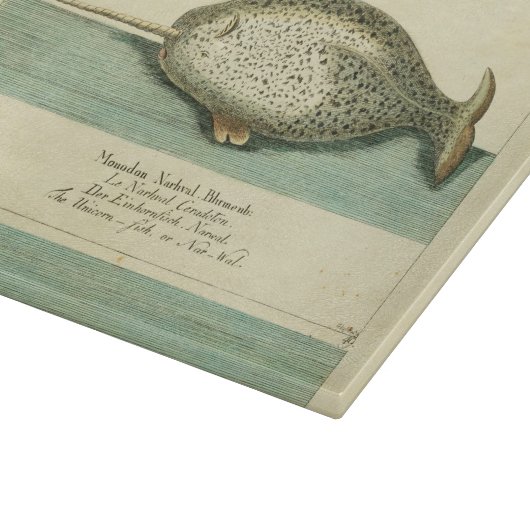 Narwhal Antiek walvis Waterverf Scientific Art Snijplank (Hoek)