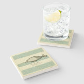 Narwhal Antiek walvis Waterverf Scientific Art Stenen Onderzetter (Zijkant)