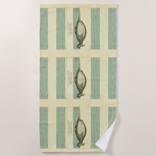 Narwhal Antiek walvis Waterverf Scientific Art Strandlaken (Voorkant)