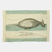 Narwhal Antiek walvis Waterverf Scientific Art Theedoek (Horizontaal)