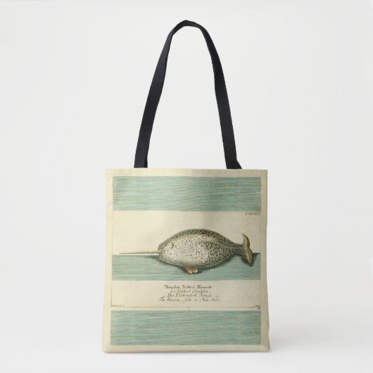 Narwhal Antiek walvis Waterverf Scientific Art Tote Bag (Voorkant)