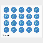 Narwhal Baby shower Blue Boy Cute Ronde Sticker (Vel)