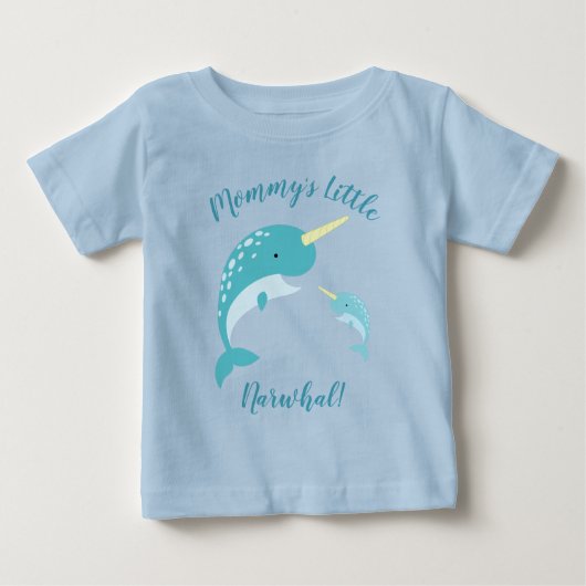 Narwhal Baby shower Blue Boy Whale (Voorkant)
