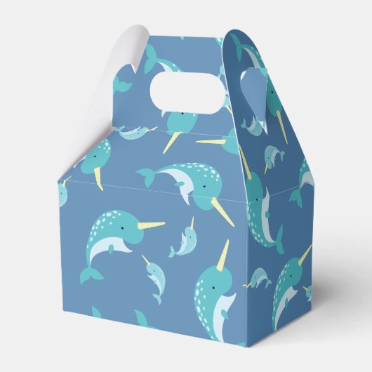 Narwhal Baby shower Blue Boy Whale Bedankdoosjes (Achterkant)
