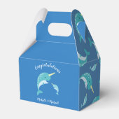 Narwhal Baby shower Blue Boy Whale Bedankdoosjes (Voorkant Zijde)