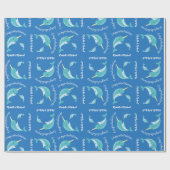 Narwhal Baby shower Blue Boy Whale Cadeaupapier (Vlak)
