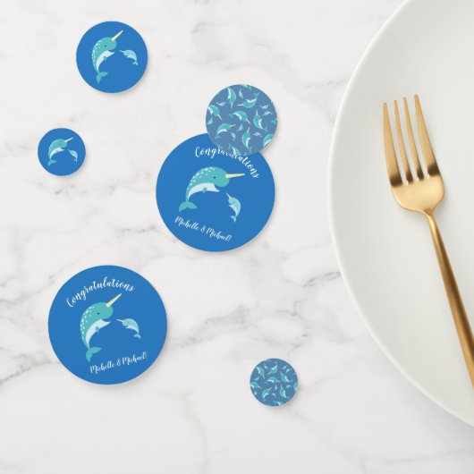Narwhal Baby shower Blue Boy Whale Confetti (Groep)