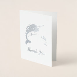 Narwhal Baby shower Blue Boy Whale Folie Kaarten