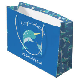 Narwhal Baby shower Blue Boy Whale Groot Cadeauzakje