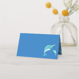 Narwhal Baby shower Blue Boy Whale Plaatskaartje