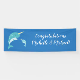 Narwhal Baby shower Blue Boy Whale Spandoek