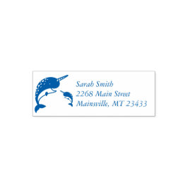 Narwhal Baby shower Blue Boy Whale Zelfinktende Stempel