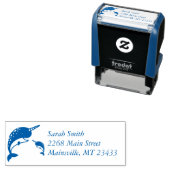 Narwhal Baby shower Blue Boy Whale Zelfinktende Stempel (In situ)