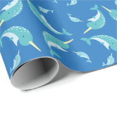 Narwhal-Baby shower Cadeaupapier (Rol Hoek)