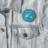 Narwhal Baby shower Geel Geslacht Neutrale Whale Ronde Button 5,7 Cm (In situ)