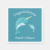 Narwhal Baby shower Geel Geslacht Neutrale Whale Servet (Voorkant)