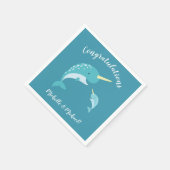 Narwhal Baby shower Geel Geslacht Neutrale Whale Servet (Hoek)