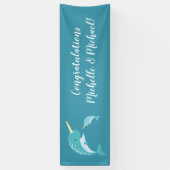 Narwhal Baby shower Geel Geslacht Neutrale Whale Spandoek (Verticaal)