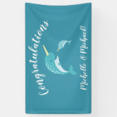 Narwhal Baby shower Geel Geslacht Neutrale Whale Spandoek (Verticaal)