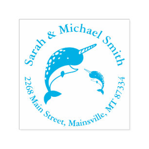 Narwhal Baby shower Geel Geslacht Neutrale Whale Zelfinktende Stempel