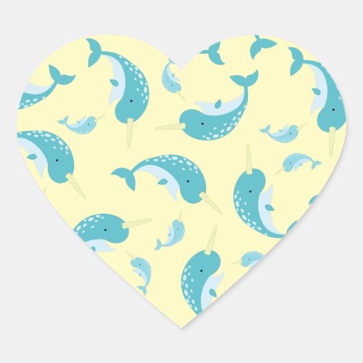 Narwhal-Baby shower Hart Sticker (Voorkant)