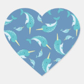 Narwhal-Baby shower Hart Sticker (Voorkant)