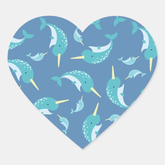 Narwhal-Baby shower Hart Sticker (Voorkant)