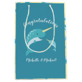 Narwhal-Baby shower Medium Cadeauzakje (Voorkant)