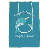 Narwhal-Baby shower Medium Cadeauzakje (Achterkant)