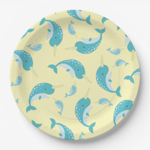 Narwhal-Baby shower Papieren Bordje