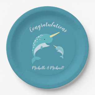 Narwhal-Baby shower Papieren Bordje