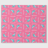 Narwhal Baby shower Pink Girl Cadeaupapier (Vlak)