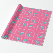 Narwhal Baby shower Pink Girl Cadeaupapier (Uitgerold)