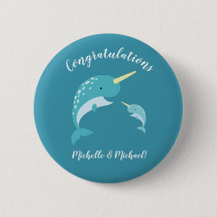 Narwhal-Baby shower Ronde Button 5,7 Cm