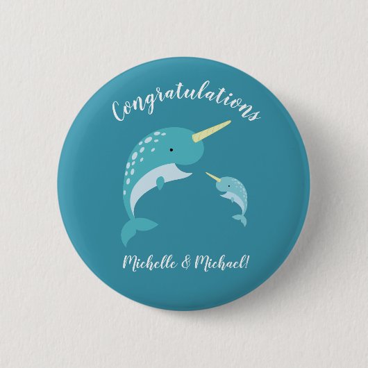 Narwhal-Baby shower Ronde Button 5,7 Cm (Voorkant)