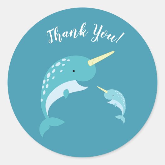 Narwhal-Baby shower Ronde Sticker (Voorkant)